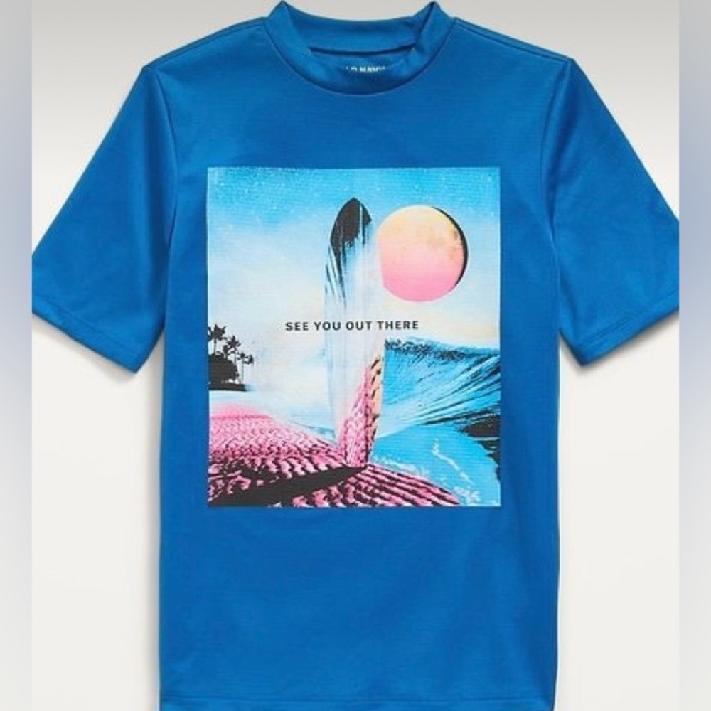 OLD NAVY rash guard shirt Sz M 10 / 12 NWOT swim surf beach